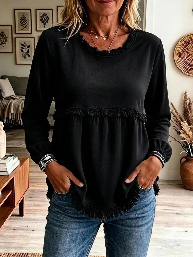 Noelle Lace-Trim Blouse