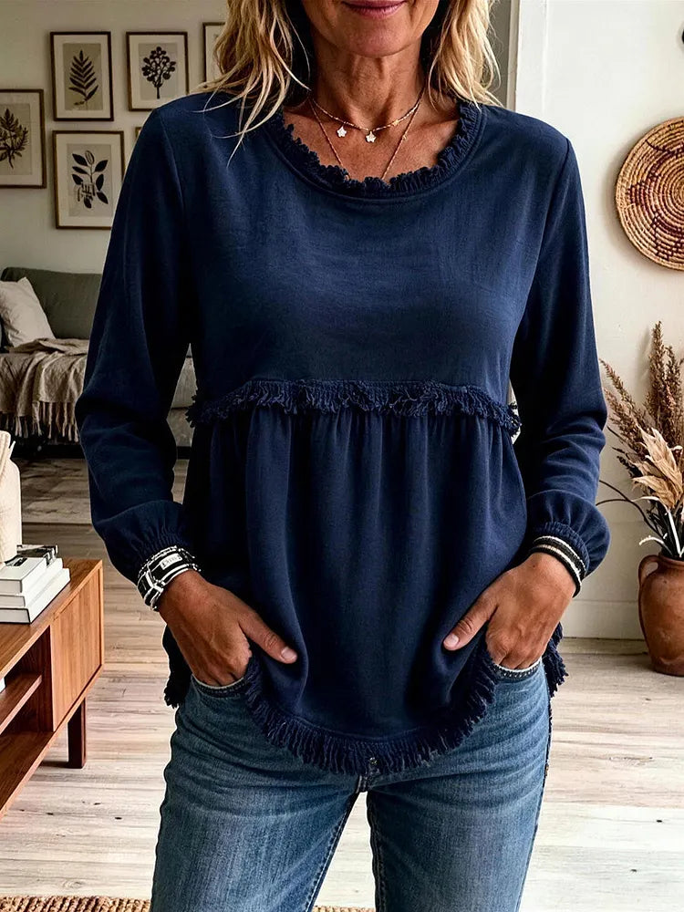 Noelle Lace-Trim Blouse