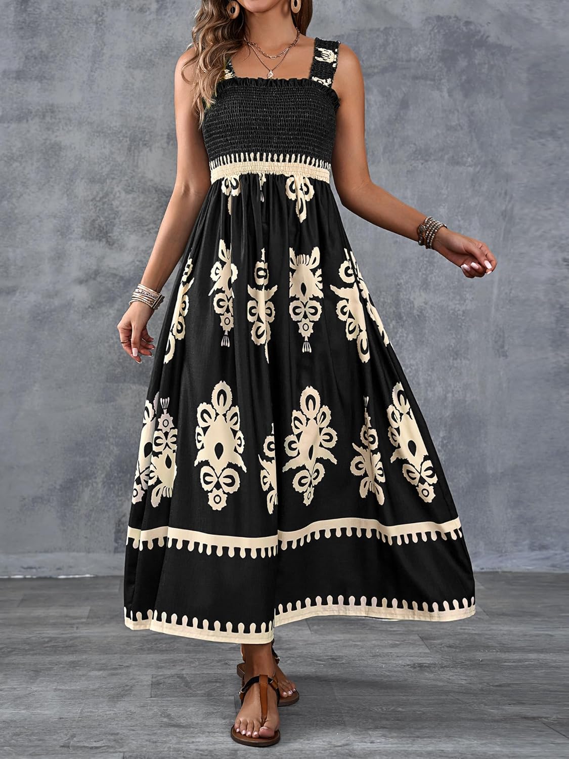 Womens Casual Floral Sleeveless Square Neck