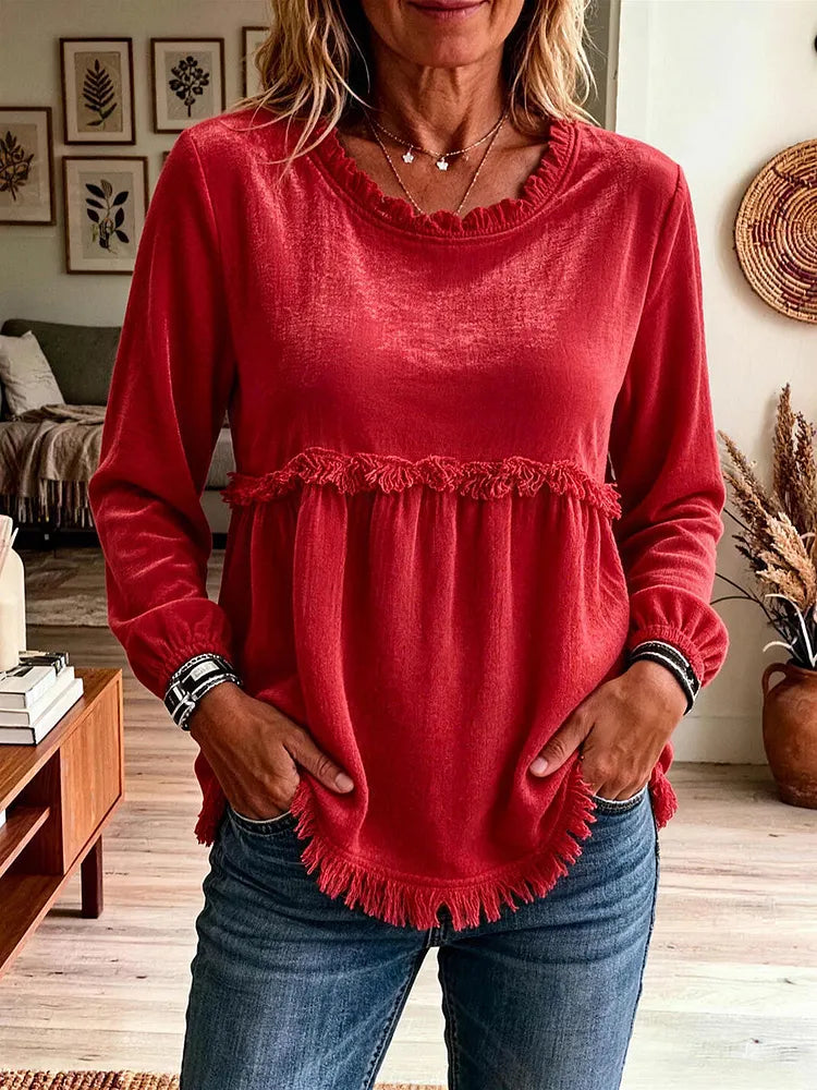 Noelle Lace-Trim Blouse