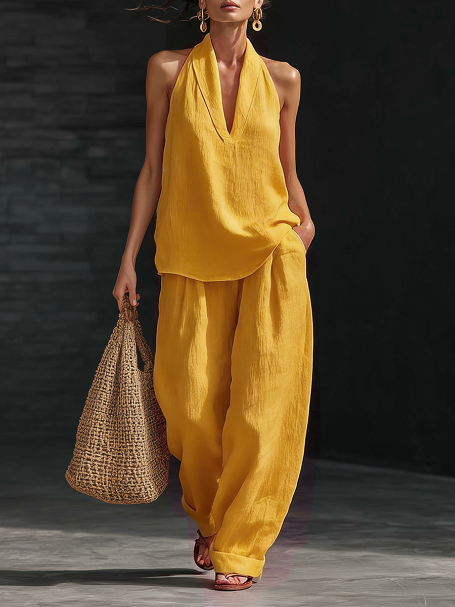 Ines Comfy Linen Two-Piece Set