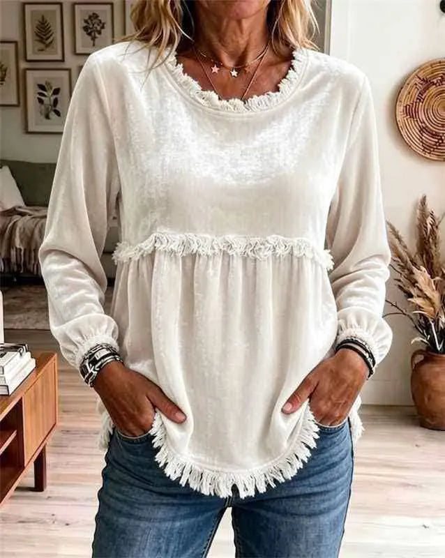 Noelle Lace-Trim Blouse