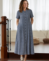 Sandra Summer Plaid Stand Collar Loose Dress