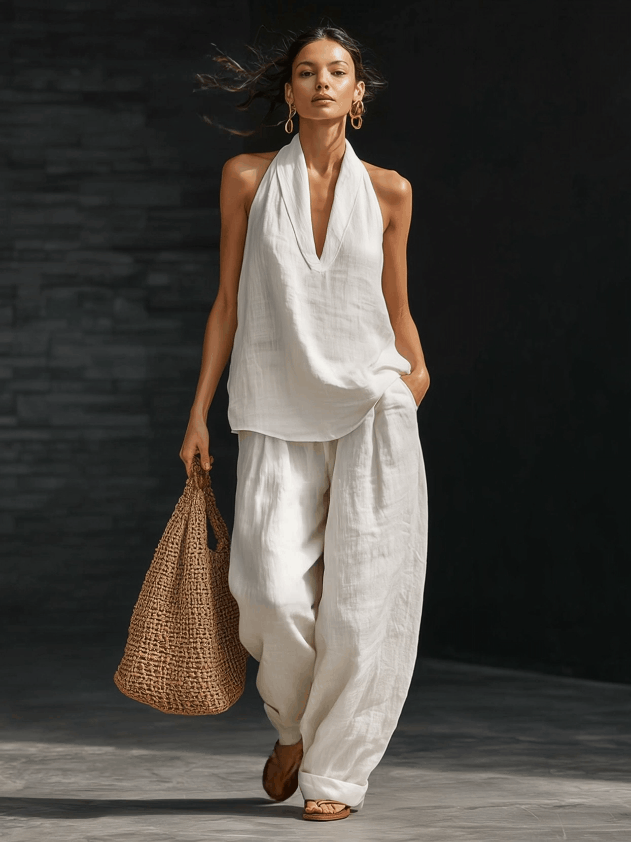 Ines Comfy Linen Two-Piece Set