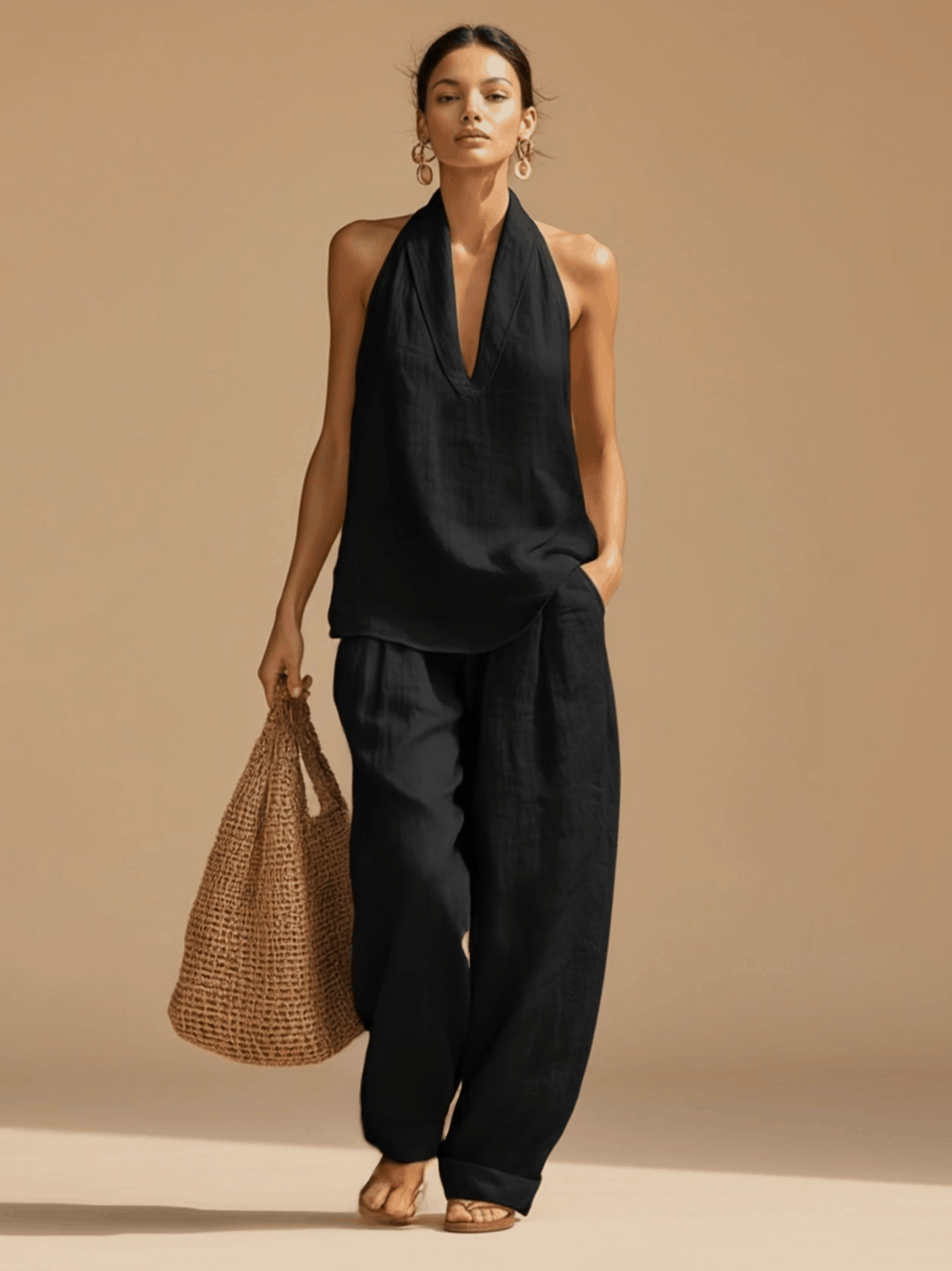 Ines Comfy Linen Two-Piece Set