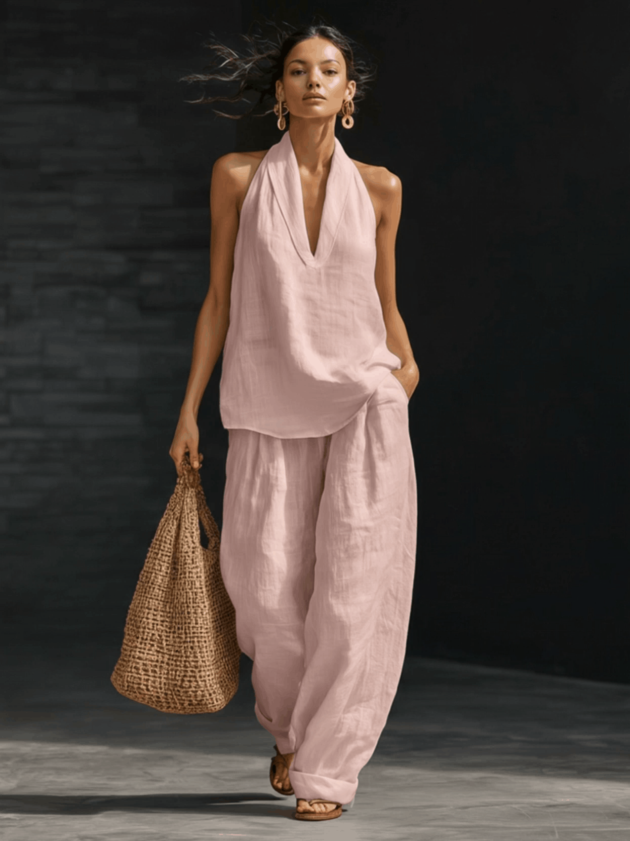 Ines Comfy Linen Two-Piece Set
