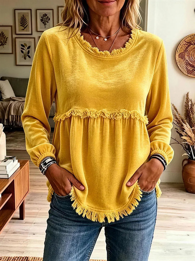 Noelle Lace-Trim Blouse