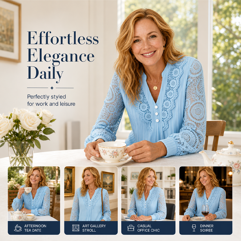Women's Elegant V-Neck Long Sleeve Top