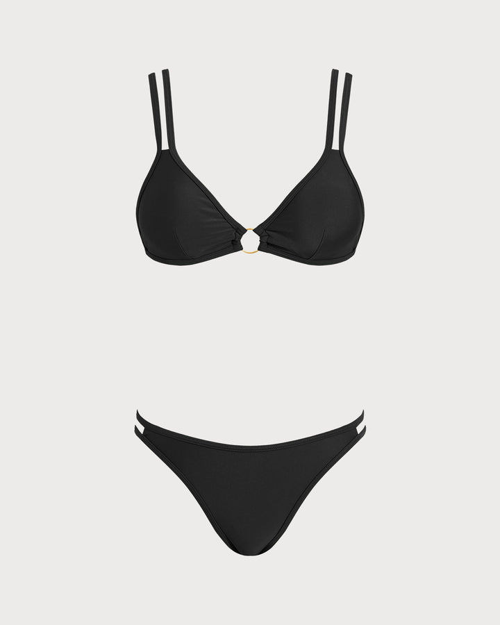 Black O-Ring Triangle Bikini Set