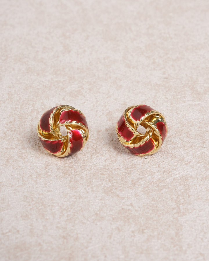 Red Openwork Earrings