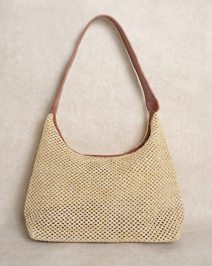 Khaki Straw Weaving Handbag