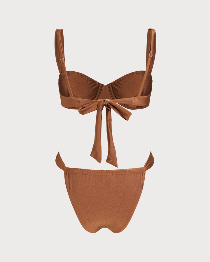 Caramel Sweetheart Neck Underwire Bikini Set