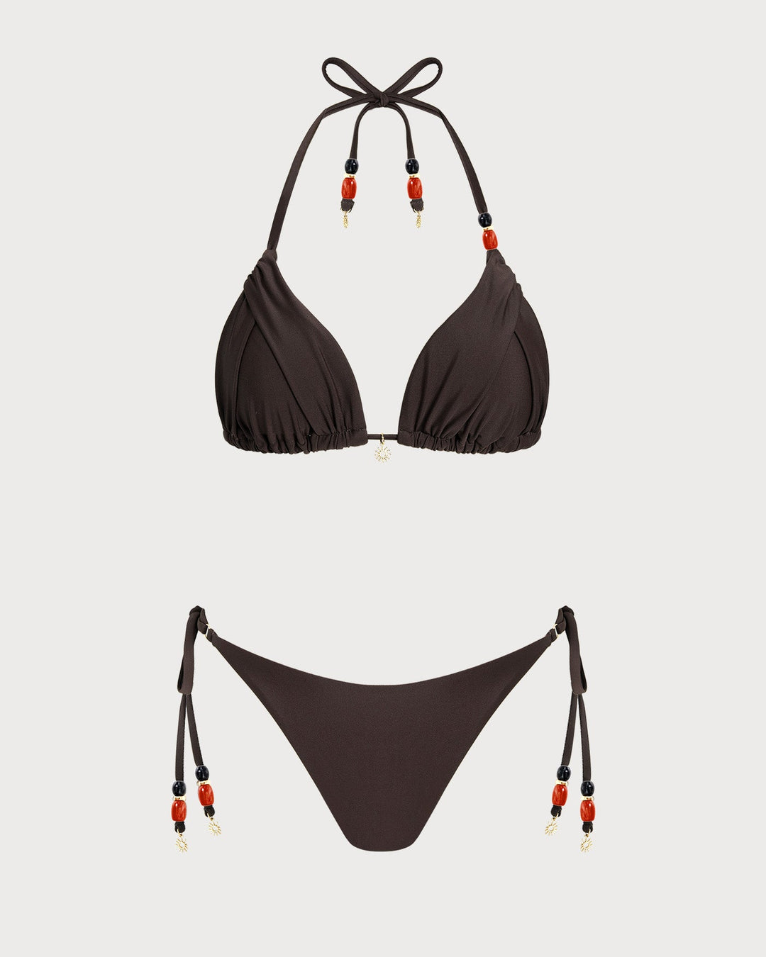 Brown Halter Natural Waisted Bikini Set