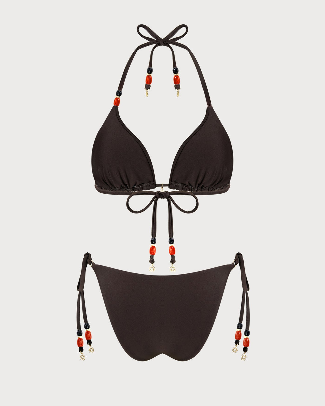Brown Halter Natural Waisted Bikini Set