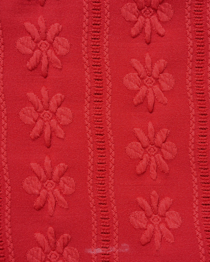 Red U Neck Textured Bikini Set
