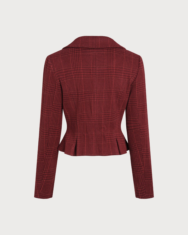 Red Plaid Double Breasted Jacket