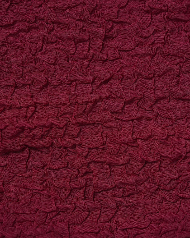 Wine Red Textured Drawstring Bikini Set