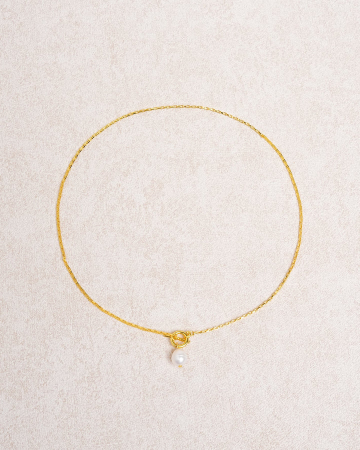 Gold Faux Pearl Snake Necklace