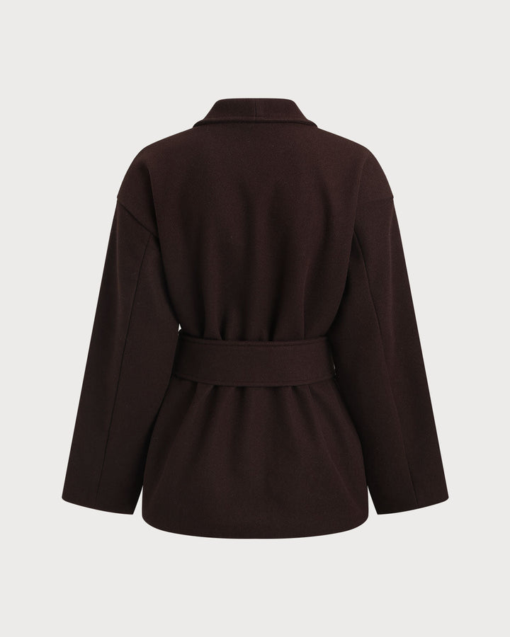Coffee Belted Shawl Coat