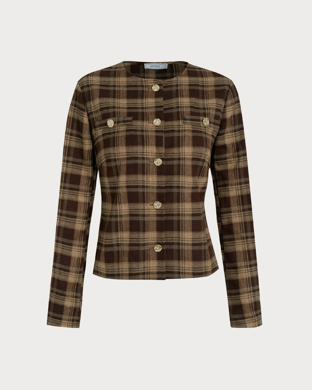 Brown Plaid Single Breasted Jacket