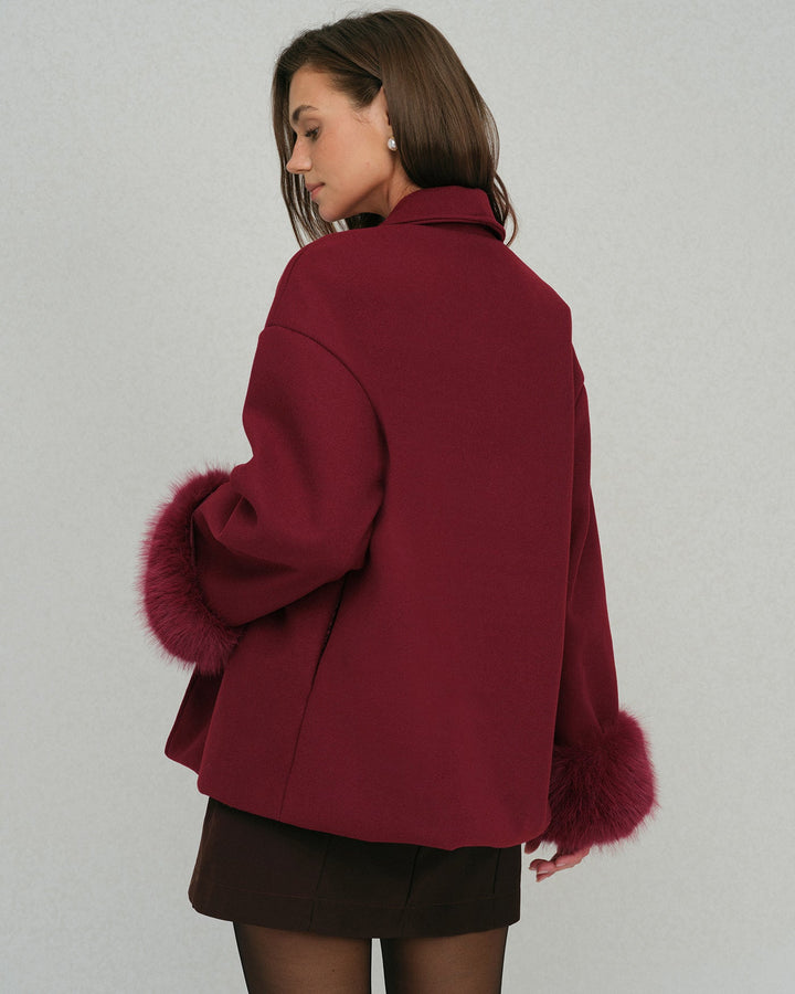 Wine Red Drawstring Jacket