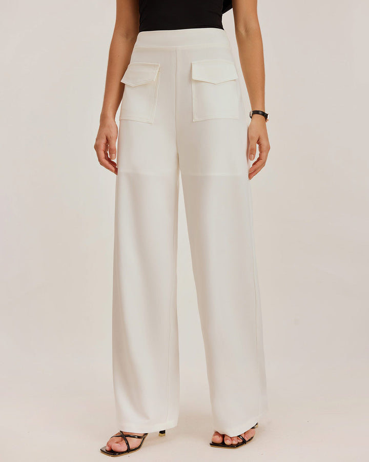 White Straight Pocket Pants