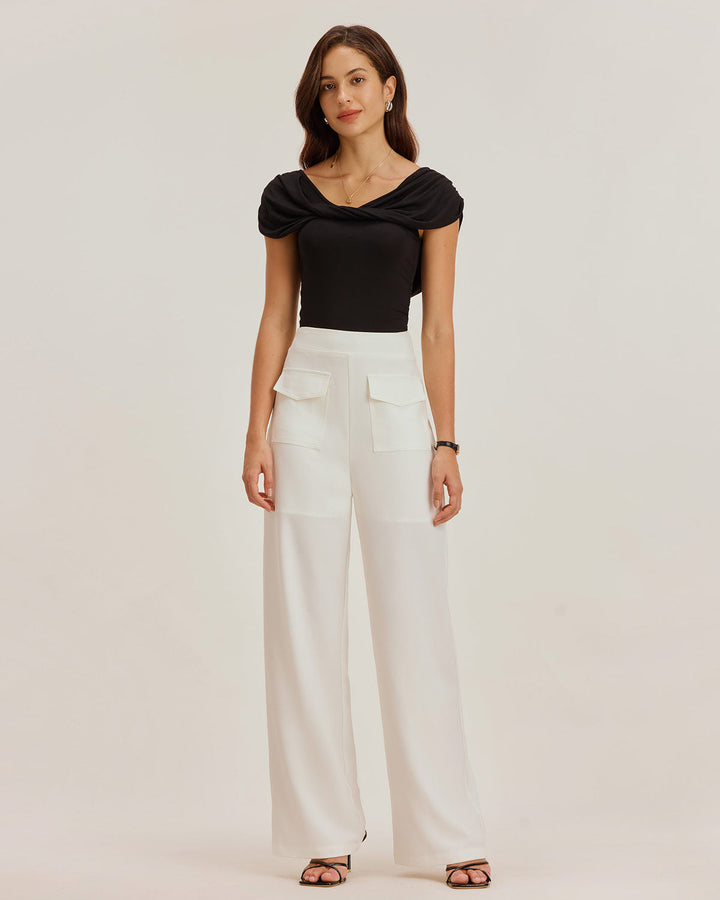White Straight Pocket Pants